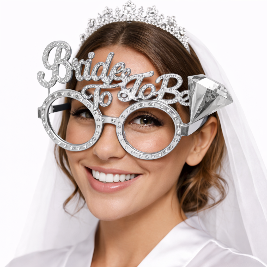 Bride To Be Pırlantalı Yuvarlak Gözlük Gümüş Renk - Görsel 2