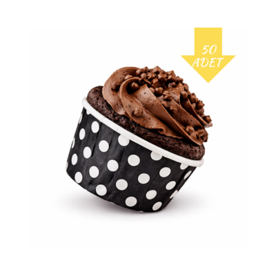 Muffin Kek Kapsülü 50'li Siyah/Beyaz Puanlı