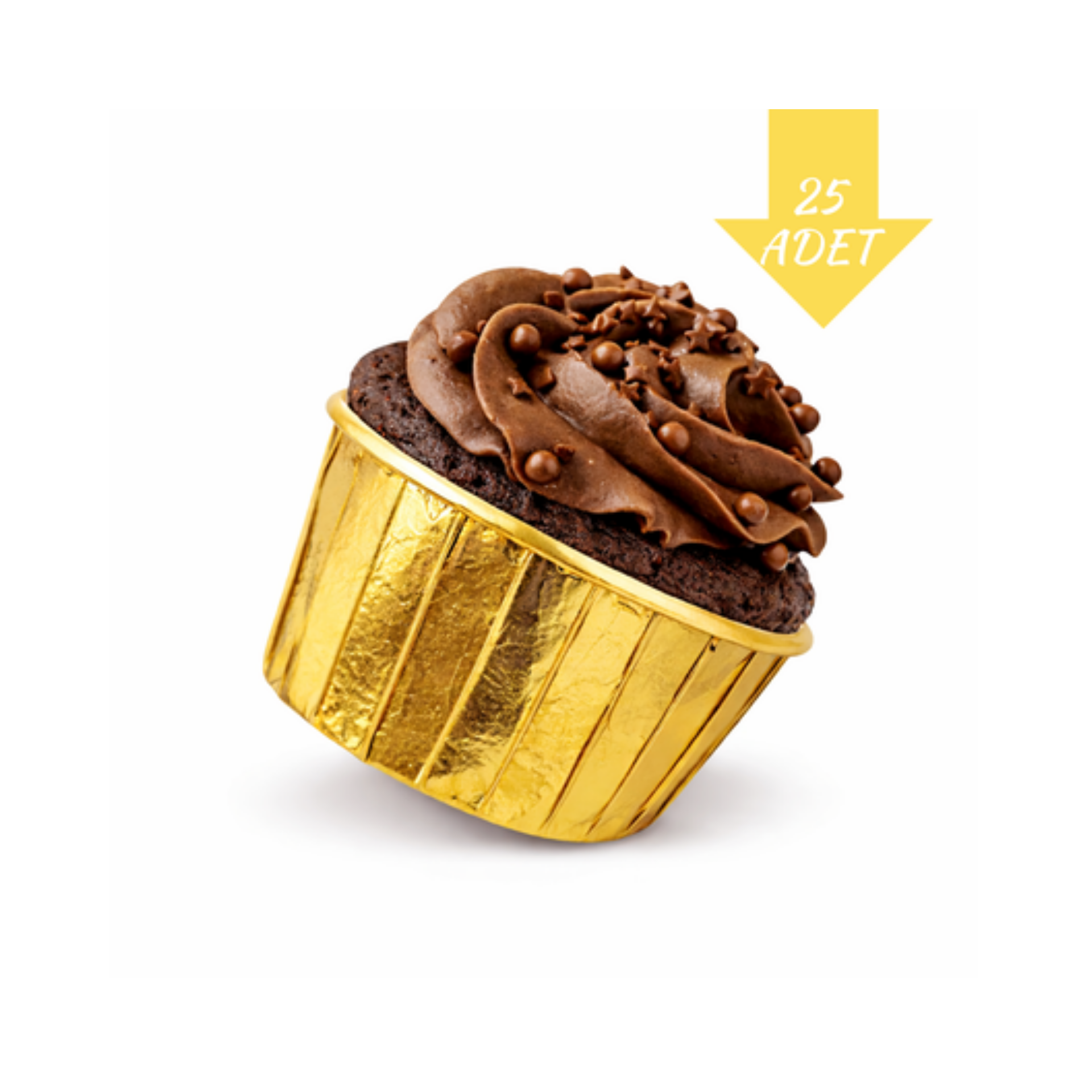 Muffin Kek Kapsülü 25'li Metalize Gold