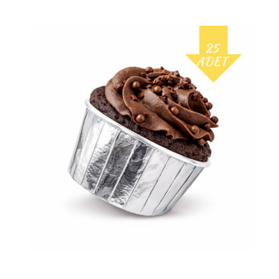 Muffin Kek Kapsülü 25'li Metalize Gümüş