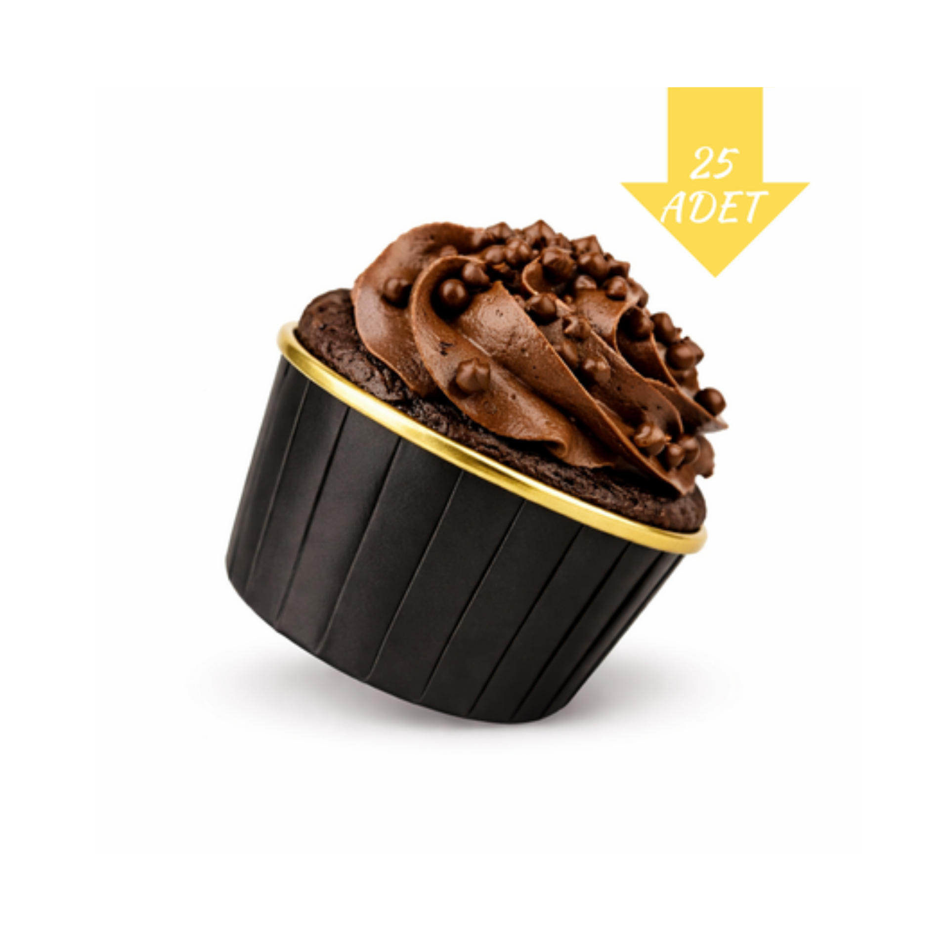 Muffin Kek Kapsülü 25'li Metalize Siyah/Gold