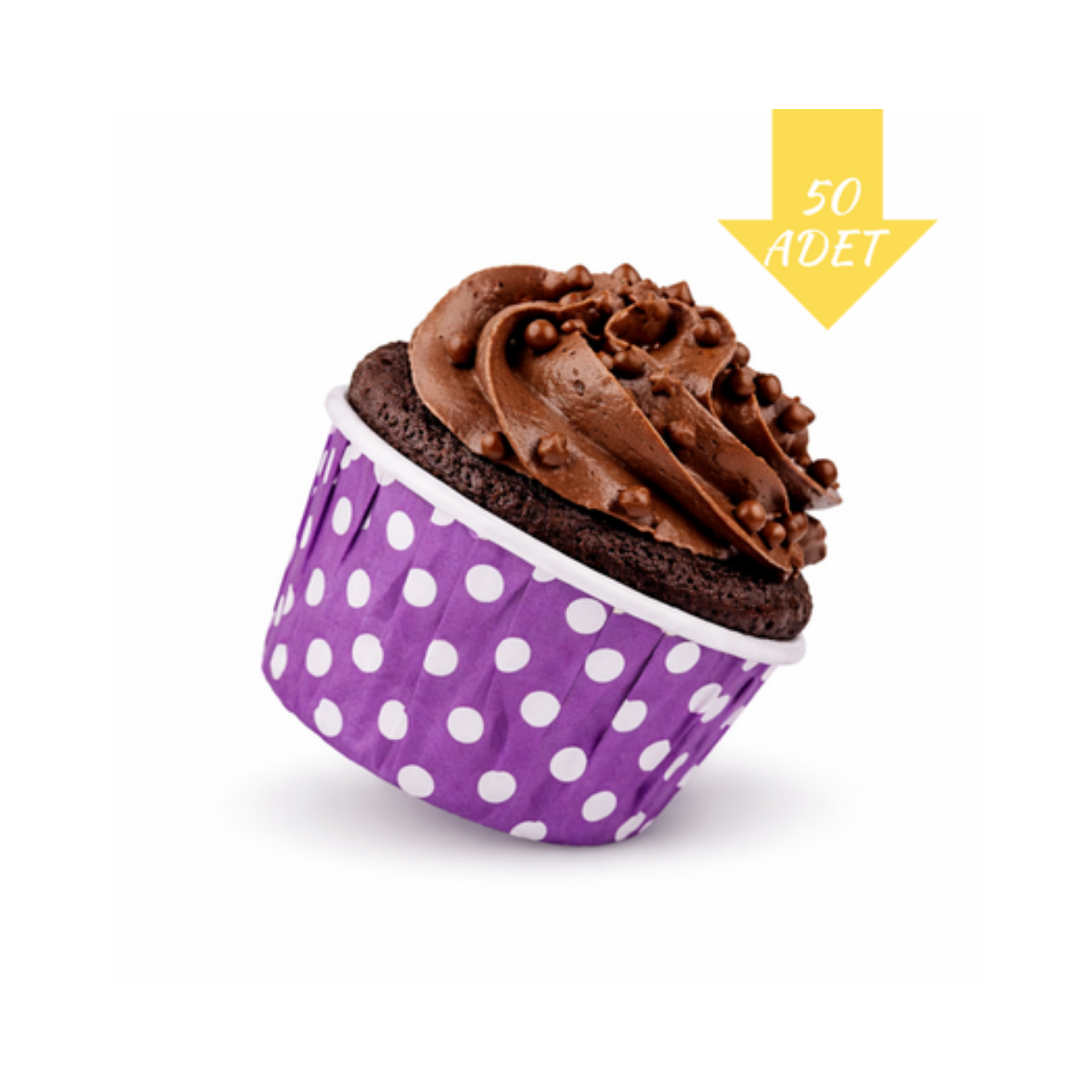 Muffin Kek Kapsülü 50'li Mor/Beyaz Puanlı