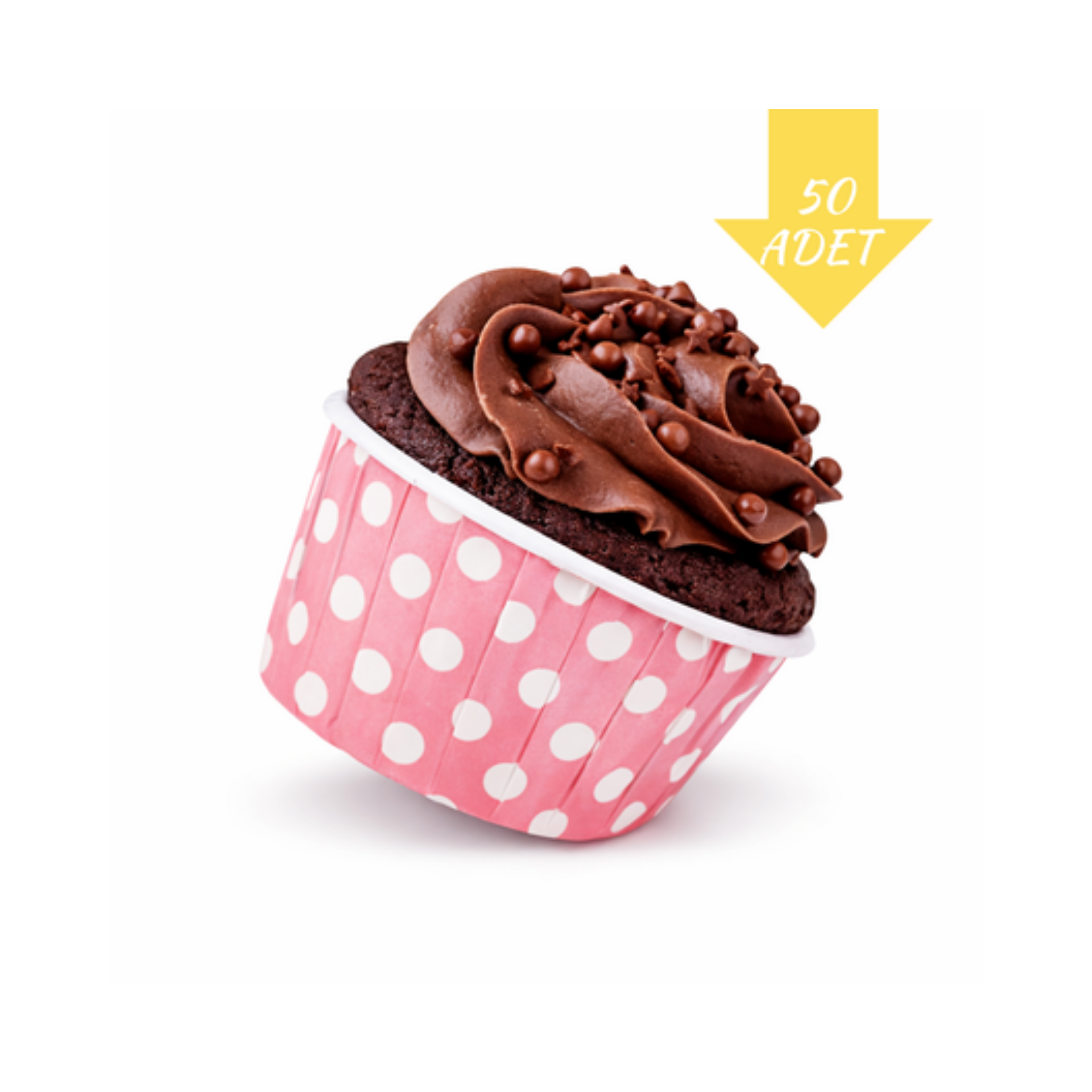 Muffin Kek Kapsülü 50'li Pembe/Beyaz Puanlı