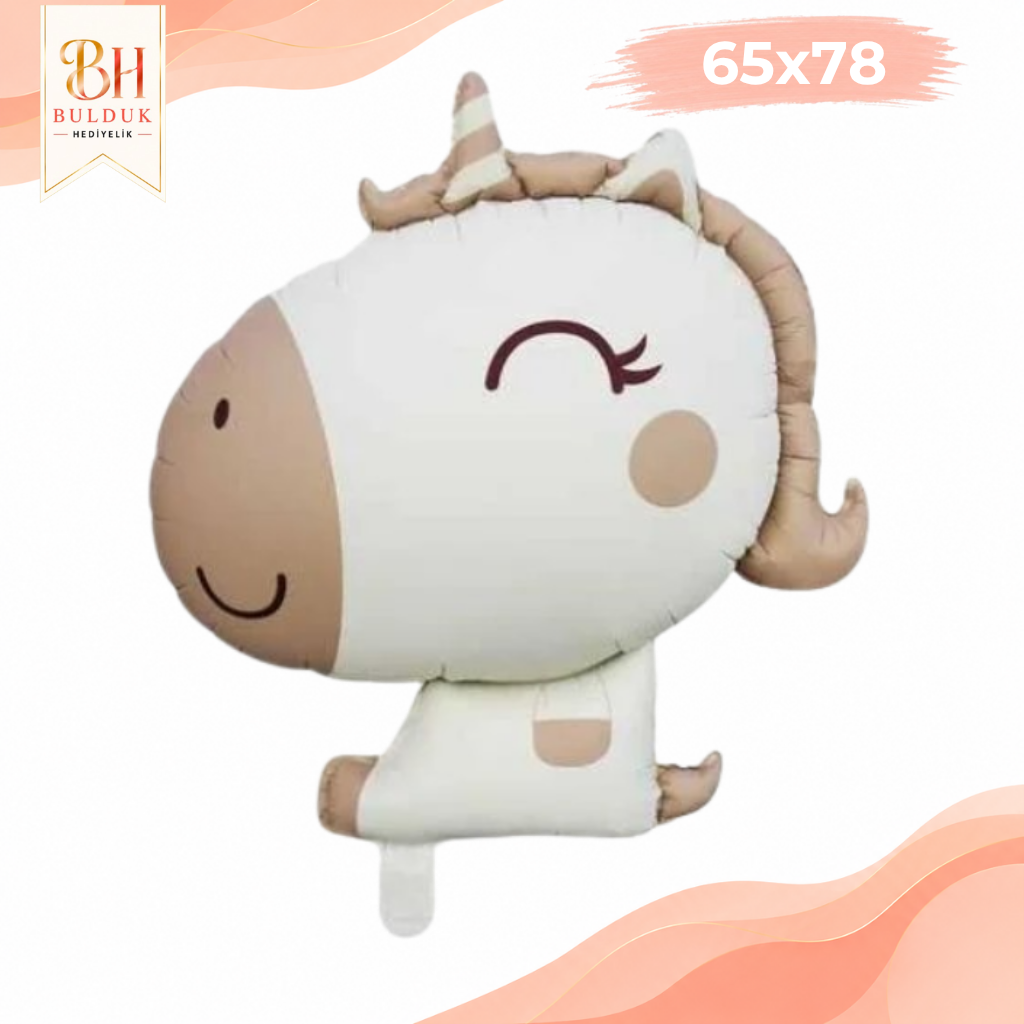 Krem Unicorn Folyo Balon – Sevimli Parti Dekor Balonu