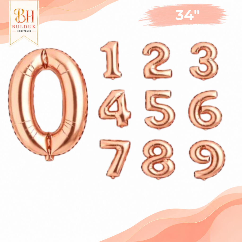 34 " Rakam Folyo Balon Rose Gold