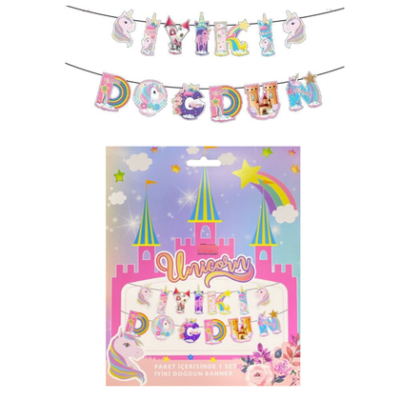 Unicorn İyi ki Doğdun Kaligrafi Banner