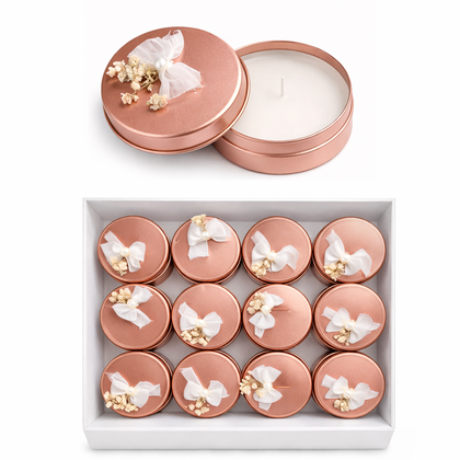 Teneke Süslü Mum (12'li Paket) Rose Gold