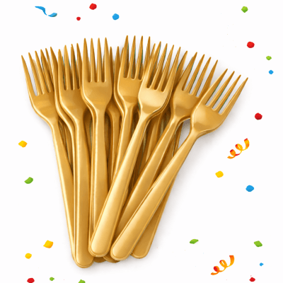 Plastik Çatal 25'li (Gold) Altın Renk