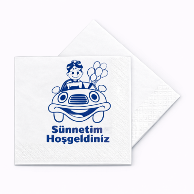 Sünnetime Hoşgeldiniz Varaklı Peçete Mavi