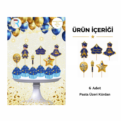 Sünnet Pasta Üstü Kürdan Seti Gold