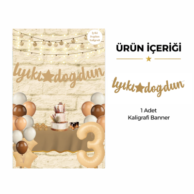 İyi Ki Doğdun Kaligrafi Banner Karamel