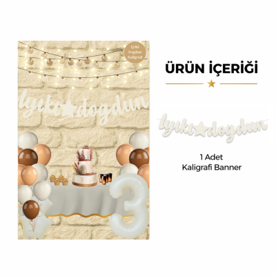 İyi Ki Doğdun Kaligrafi Banner Beyaz