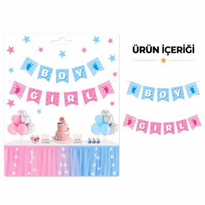 Cinsiyet Belirleme Girl or Boy Zikzak Banner
