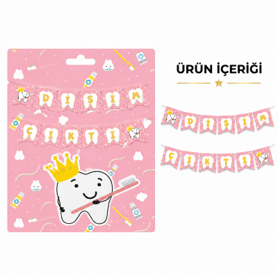 Dişim Çıktı Zikzak Banner Pembe