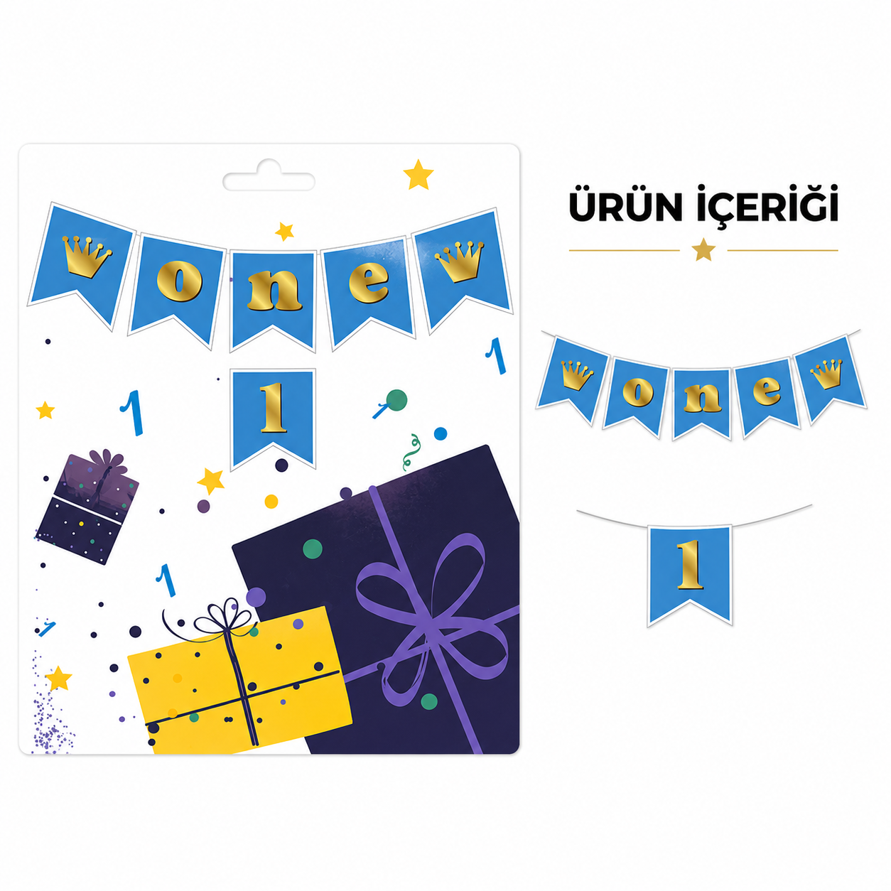 ONE 1 Zikzak Banner Mavi