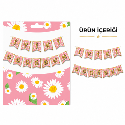 İyi ki Doğdun Zikzak Banner Papatya
