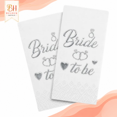 Garson Katlama Gümüş Bride To Be Varaklı Peçete – Bekarlığa Veda Parti Peçetesi