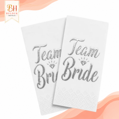 Garson Katlama Gümüş Varaklı Team Bride Peçete – Bride To Be Parti Peçetesi
