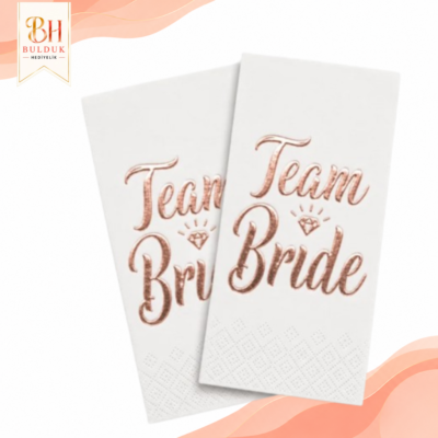 Garson Katlama Rose Gold Varaklı Team Bride Peçete – Bride To Be Parti Peçetesi