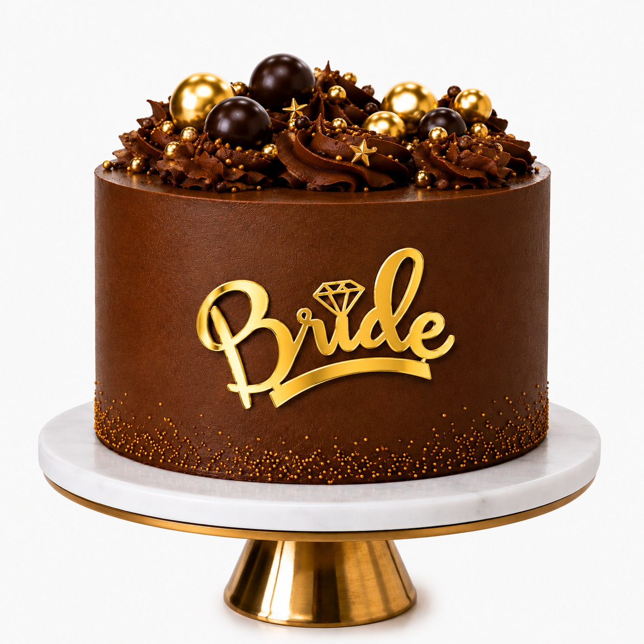Pasta önü altın bride yazılı pleksi dekor bridal shower pasta süsü