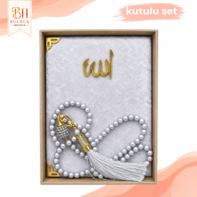 Gümüş Kadife Yasin ve Tesbih Seti | Kutulu Mevlüt, Nikah, Hac ve Umre Hediyeliği