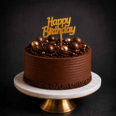Happy Birthday Gold Pleksi Pasta Süsü – Aynalı Altın Doğum Günü Pasta Dekoru