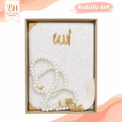 Krem Kadife Yasin ve Tesbih Seti | Kutulu Mevlüt, Nikah, Hac ve Umre Hediyeliği