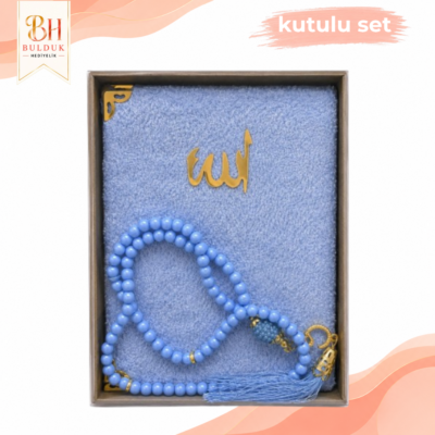 Mavi Kadife Yasin ve Tesbih Seti | Kutulu Mevlüt, Nikah, Hac ve Umre Hediyeliği