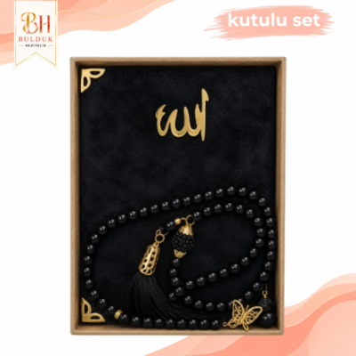 Siyah Kadife Yasin ve Tesbih Seti | Kutulu Mevlüt, Nikah, Hac ve Umre Hediyeliği
