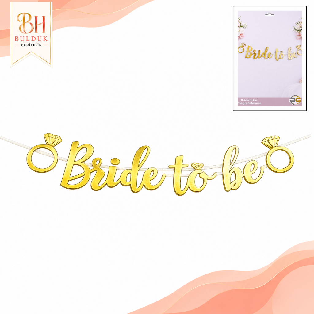 Bride To Be Altın Kaligrafi Banner Bekarlığa Veda Parti Süsü
