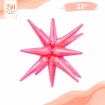 22 İnç Pembe Hologram Kutup Yıldızı Folyo Balon